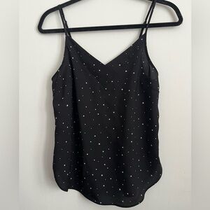 Dynamite Women V Neck Empire Waist Classy Stars Black White Tank Top XS